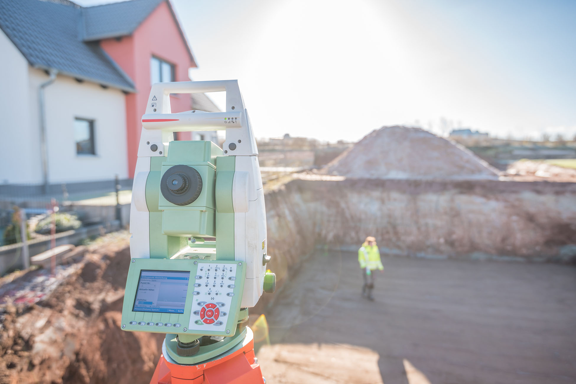 Tachymeter, Totalstation, Baustelle